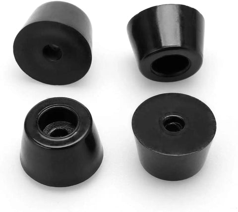 Four rubber leg pads from the Five Pack Rubber Feet Bumpers For Furniture Tables Speakers And Cabinets Non Marking Floor Protectors.