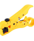 Coax Cable Wire Stripper Cutter With Adjustable Blade And Reversible Cassette For RG59 And RG6 And RG7 And RG11, yellow tool