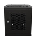 Front view of 6U 10 Inch Network Server Cabinet with perforated door in black, wall mountable IT rack, 15.75 inch deep, heavy duty steel.