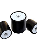 Rock Solid Rubber Vibration Isolators And Shock Absorbing Mounts That Crush Engine Rattling Features M10 Female Thread Bobbin Damper Stud With A Hella Sturdy 50X50mm Base. Three black rubber mounts with a white top and M10 thread.