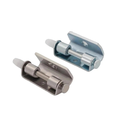 Close-up of Carbon Steel Distribution Box Hinges With Soft Close Damping System For Concealed Base Cabinets And Racks, Stainless Finish