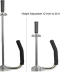 Heavy Duty Chrome Steel Pallet Stretch Film Dispenser With Top Shelf Ergonomic Grip And Dead Simple Quick Cut Design Fits 12 To 20 Inch Rolls, adjustable height