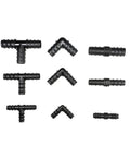 Water Connector Kit For Garden Drip Irrigation, 2 To 50 Pieces, 16mm 20mm 25mm PE Pipe Fittings, Straight 20mm Adapters, Hose Tubing Connectors, DIY Friendly Easy Install Durable Plastic Fittings For Micro Irrigation, assorted black T and elbow connectors