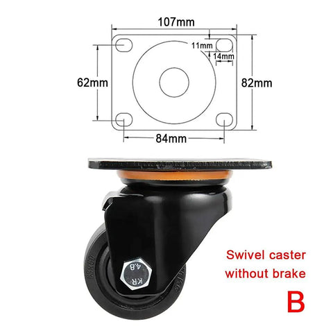 Heavy Duty Nylon Castor Wheels Set Of 4 75Mm Industrial Swivel Casters With Locking Brakes detailed view of swivel caster without brake.