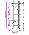 5 Tier Industrial Bookcase Tall Concrete Grey Bookshelf With Black Metal Frame Built To Last Adjustable Shelves 68.9 Inch High