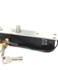 12V or 24V Electric Drop Bolt Lock with Manual Override Cylinder for Gate Access Control, showcasing key slot and wiring.
