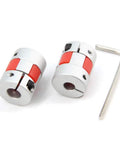 Two Pack Aluminum Plum Shaped Flexible Shaft Coupler 6.35 mm To 8 mm Bore 20 mm Diameter 25 mm Length with hex key