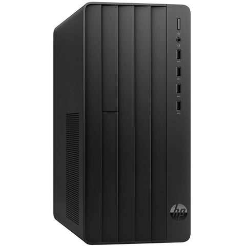 Black Fast Home Office Desktop Tower with Intel i5-12500 6-Core, 8GB RAM, 256GB PCIe SSD, Built-In WiFi Bluetooth from front view