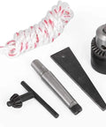 Heavy Duty Magnetic Drill Press Featuring 13000N Magnet Grip tools including rope, spindle, chuck, and accessories for precision work.