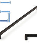Oil Rubbed Bronze Solid Square Bar Cabinet Pull Handles Set Of 5 10 Inch 256mm Screw Hole Distance Includes 25mm And 38mm Screws