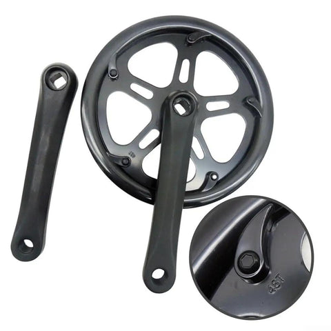 Hearty Heavy Duty 48T 165mm Alloy Bike Crankset For Single Speed And Fixed Gear Builds With Smooth Power Transfer And Durable Lightweight Construction That Really Sells The Ride Experience, black alloy bike crankset with 48T chainring