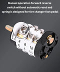 Tire changer forward/reverse switch assembly for car tire changer, white numbered dial, metal body with black end caps