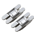 2 Pack Invisible Door Hinges For Outward Opening Wood Doors, Hidden Cross Style Hinge With 180 Degree Swing, silver finish
