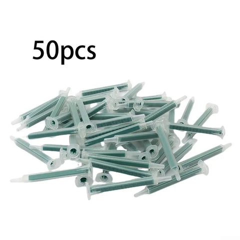 50 Pack 2K Mixing Tips 83mm Static Nozzles for Two Component Epoxies and Resins, Bubble Free Blend, Go-To 5.3mm Inner Diameter and 7.6mm Outer Diameter, Built For Strong Adhesive Bonding, 50pcs green static mixer tips