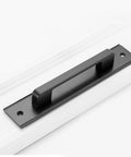 Premium Black Barn Door Pull Handles 2 Piece Set Heavy Duty Aluminum Sliding Closet Hardware With Rustproof Coating on white backdrop.