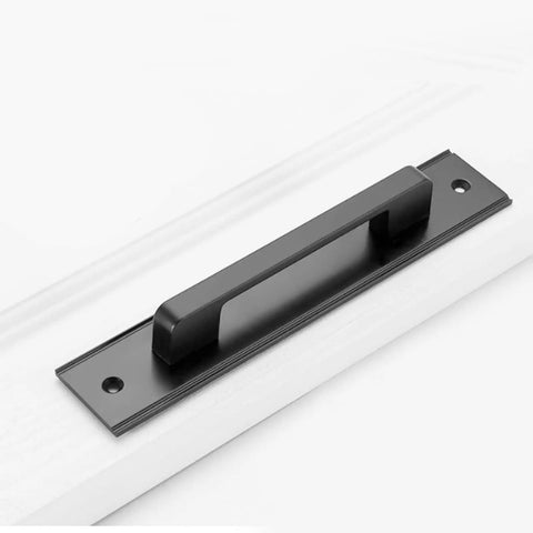 Premium Black Barn Door Pull Handles 2 Piece Set Heavy Duty Aluminum Sliding Closet Hardware With Rustproof Coating on white backdrop.