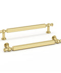 Brushed Gold Cabinet Pulls 10 Pack, 5 Inch Hole Center Drawer Handles, Zinc Alloy Hardware for Kitchen Dresser and Bathroom