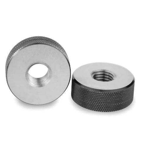Top Shelf Go No Go Metric Thread Ring Gauge Set For Snappy External Screw Checking With Slick Action That Lets You Dial In Router And Table Saw Threads Fast Today, showing two durable metallic gauge rings.