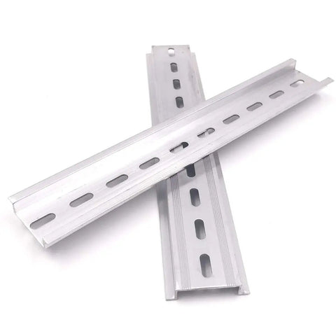 Set Of 20 Slotted Aluminum DIN Rail Pieces RoHS Compliant 7.5 Inch Long 35mm Wide 7.5mm High Heavy Duty Modular Electric Rail