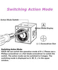 Diagram showing the Eight Pin Time Relay For Industrial Automation With 1.2S To 300H Delay, featuring the action mode switch.
