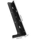 Heavy Duty Black Steel Floating Shelf Brackets Set Of 2 With Invisible Design thickened wall mount detailed view with dimensions