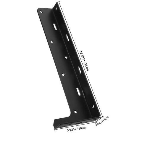 Heavy Duty Floating Shelf Brackets 2 Pack Black Steel Wall Mounted L Brackets side view with dimensions