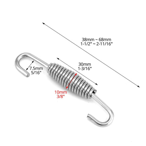 QWORK stainless steel motorcycle exhaust pipe spring with swivel hooks, anti-binding, 8-pack
