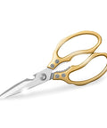 Heavy Duty Kitchen Scissors With Stainless Steel Blades And Aluminum Handles Dishwasher Safe Multipurpose Kitchen Shears For Meat Poultry Fish Seafood Herbs And Bread Gold Finish, gold handles