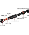 Exploded view of IP68 Waterproof 3 Pole Cable Connector Junction Box For 1 To 13 mm Cable Diameter showing components.