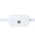 Close-up of the switch on the cord for Whitewashed Rabbit Table Lamp With Sand Colored Linen Shade Cute Bunny Night Light For Farmhouse Nursery.