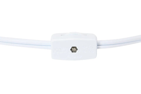 Close-up of the switch on the cord for Whitewashed Rabbit Table Lamp With Sand Colored Linen Shade Cute Bunny Night Light For Farmhouse Nursery.