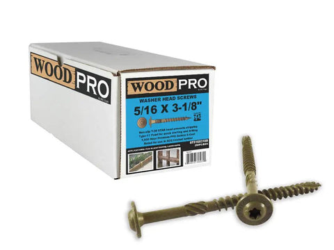Exterior Round Washer Head Wood Screws Five Sixteenth Inch By Three One Eighth Inch For Quick Start, Torx Star Drive, ASTER Thread, Box