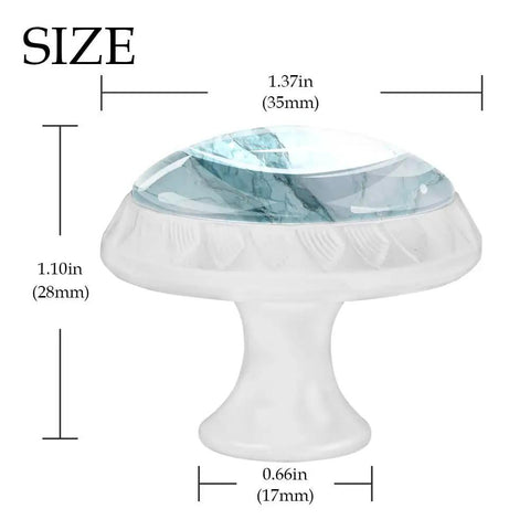 Top Notch Round Cabinet Knobs Dang Cute Teal And White Marble Pattern With Included Screws, 35mm size, ABS glass, ideal for drawers.