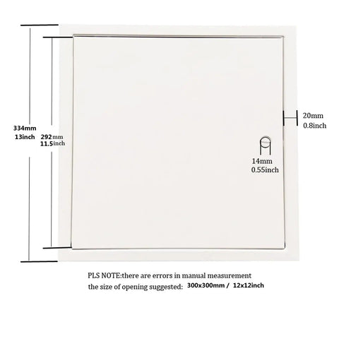 Badass Thick Steel Access Panel With Slick Screwdriver Latch Lock And No Sweat Drywall Install Mounting Brackets For Home Repairs And Tight Wall Openings In White Heavy Duty Construction Covers Standard Square Cutouts Perfectly, 12x12 inch dimensions.