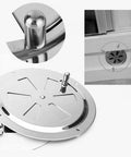 Front view of Amazon 5-inch marine-grade 316 stainless steel air louver vent with side-knob opening.