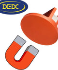 DEDC orange aluminum grooved magnetic jack pad with U-shaped pinch-weld adapter