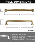 Antique Brass Cabinet Pulls Set Of 6 For Kitchen And Dressers Dope Vintage Zinc Alloy Drawer Handles dimensions chart