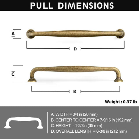 Antique Brass Cabinet Pulls Set Of 6 For Kitchen And Dressers Dope Vintage Zinc Alloy Drawer Handles dimensions chart