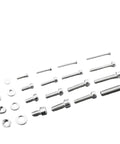 880 Piece Metric Bolt Set M2 To M5 Stainless Steel Hex Bolts Nuts And Washers Assortment Kit Perfect For DIY Projects And Repairs With Precise Threads And Durable Fasteners. Stainless M2-M5 bolts, nuts and washers arranged on white