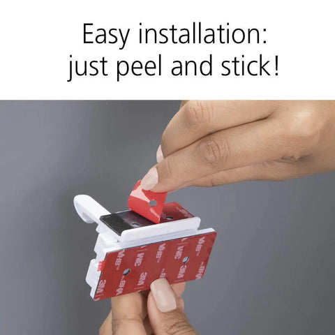 Hand applying Adhesive Cabinet Latch Set for Child Safety, Peel And Stick Quick Install, No Tools Needed, 12 Piece One Size