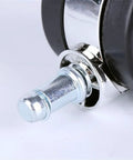 Close-up of 60mm swivel caster wheel with metal stem for Top Tier Silent Roller Blades For Office Chairs 60mm Universal Swivel Casters 5 Pack Heavy Duty Rubber Wheels Smooth As Silk No Fuss Floor Safe Installation.