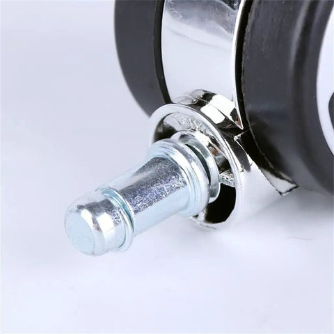 Close-up of 60mm swivel caster wheel with metal stem for Top Tier Silent Roller Blades For Office Chairs 60mm Universal Swivel Casters 5 Pack Heavy Duty Rubber Wheels Smooth As Silk No Fuss Floor Safe Installation.