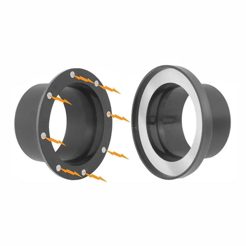 Tooloflife 8 Magnet Vacuum Hose Coupler With Short Magnetic Connector and Metal Ring Receiver, showing magnetic connectors.