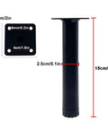 Adjustable Metal Furniture Legs Set Of 4 With Plastic Foot Pads, shown with dimensions and mounting plate, Gris Finish