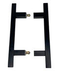 Heavy Duty H Shape Ladder Door Handle For Shower Glass Doors Slick Matte Black Finish Six Inch Stainless Steel Pull close-up view