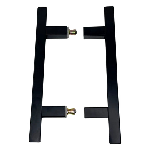 Heavy Duty H Shape Ladder Door Handle For Shower Glass Doors Slick Matte Black Finish Six Inch Stainless Steel Pull close-up view