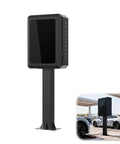 Built Dang Tough Steel EV Charger Lock Box All Weather Waterproof Protective Cover Floor Standing Housing With Secure Latch Keeps Your Gear Safe From Rain Snow Dust And Any Rough Conditions, black metal charger box mounted on a pole.