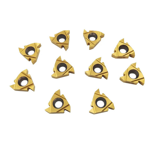 Ten Pack 16ER AG60 Right Cutting Threading Insert For CNC Lathes, Carbide With Nanostructured TiAIN Coating, Wear Resistant