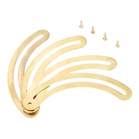8 Piece Gold Curved Antique Lid Support Hinges Set For Boxes Cabinets Wardrobes Doors And Kitchen Cupboards With Screws