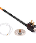 Industrial Grade Adjustable Coolant Spray Nozzle With Rock Solid Mounting Base And Extra Reach Suction Pipe For Metal Cutting And Shop Lubrication That Kicks Butt components including nozzle, suction pipe, and mounting base.